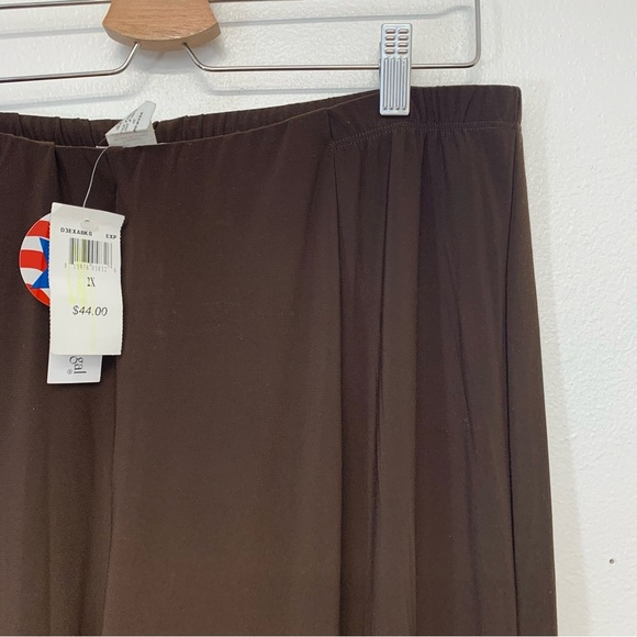 Bleeker McDonald Pants Woman 2X Wide Leg Pull On Brown Stretch Casual Travel - Picture 2 of 9